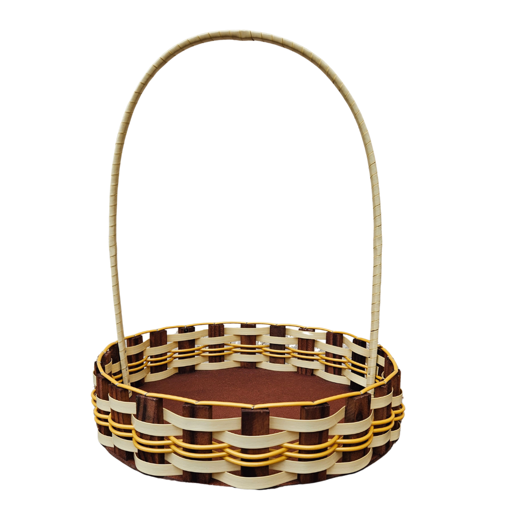 CESTA RD GR RATTAN MARFIM/OURO