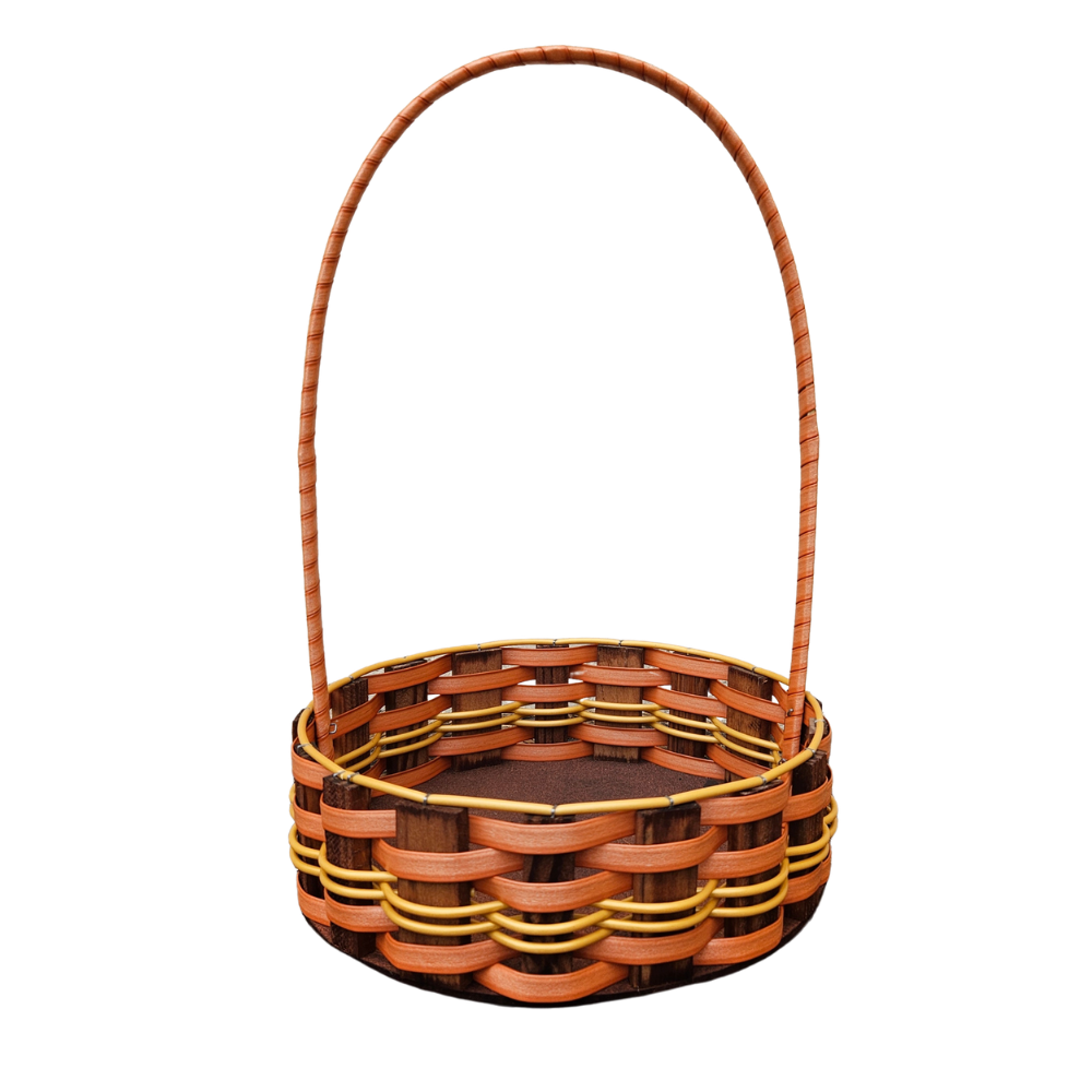 CESTA RD MD RATTAN LARANJA/OURO
