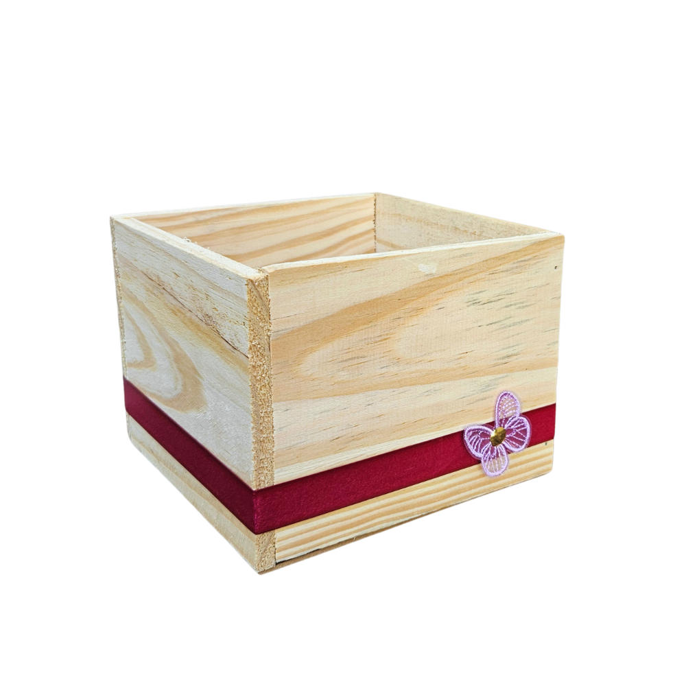 PORTA CRISANTEMO QD BUTTERFLY NAT/VINHO