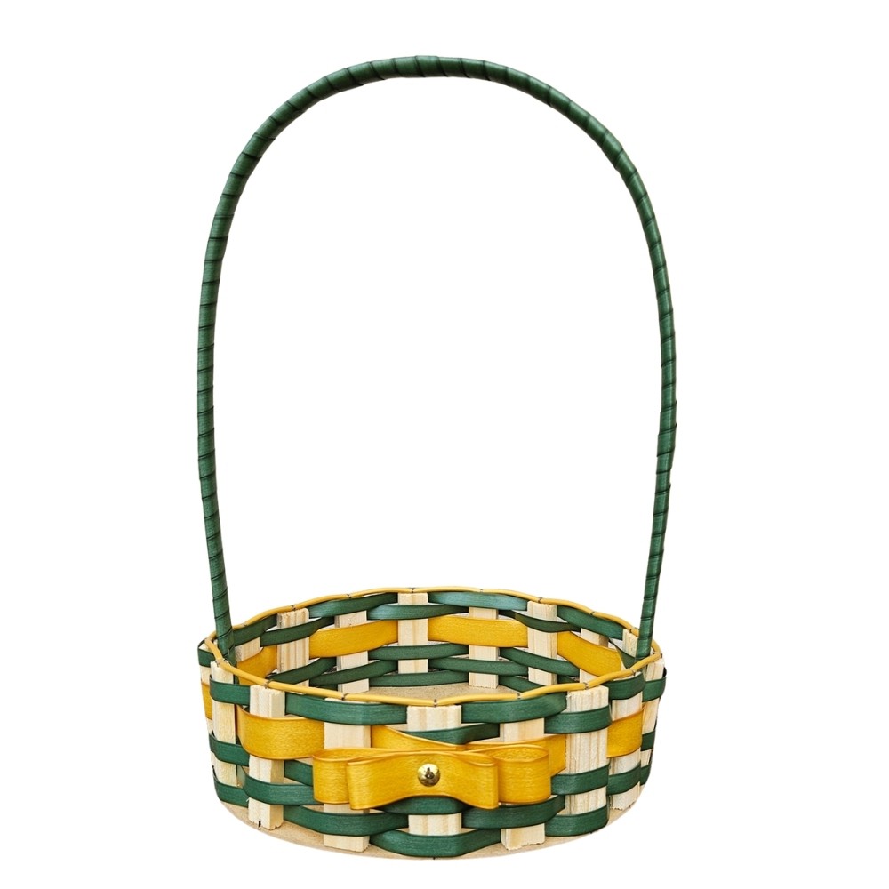 CESTA RD PQ RATTAN LACO VERDE/OURO
