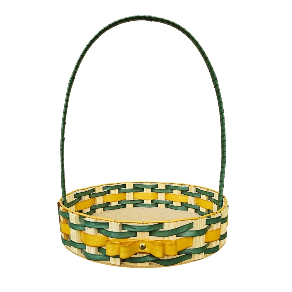 CESTA RD GR RATTAN LACO VERDE/OURO