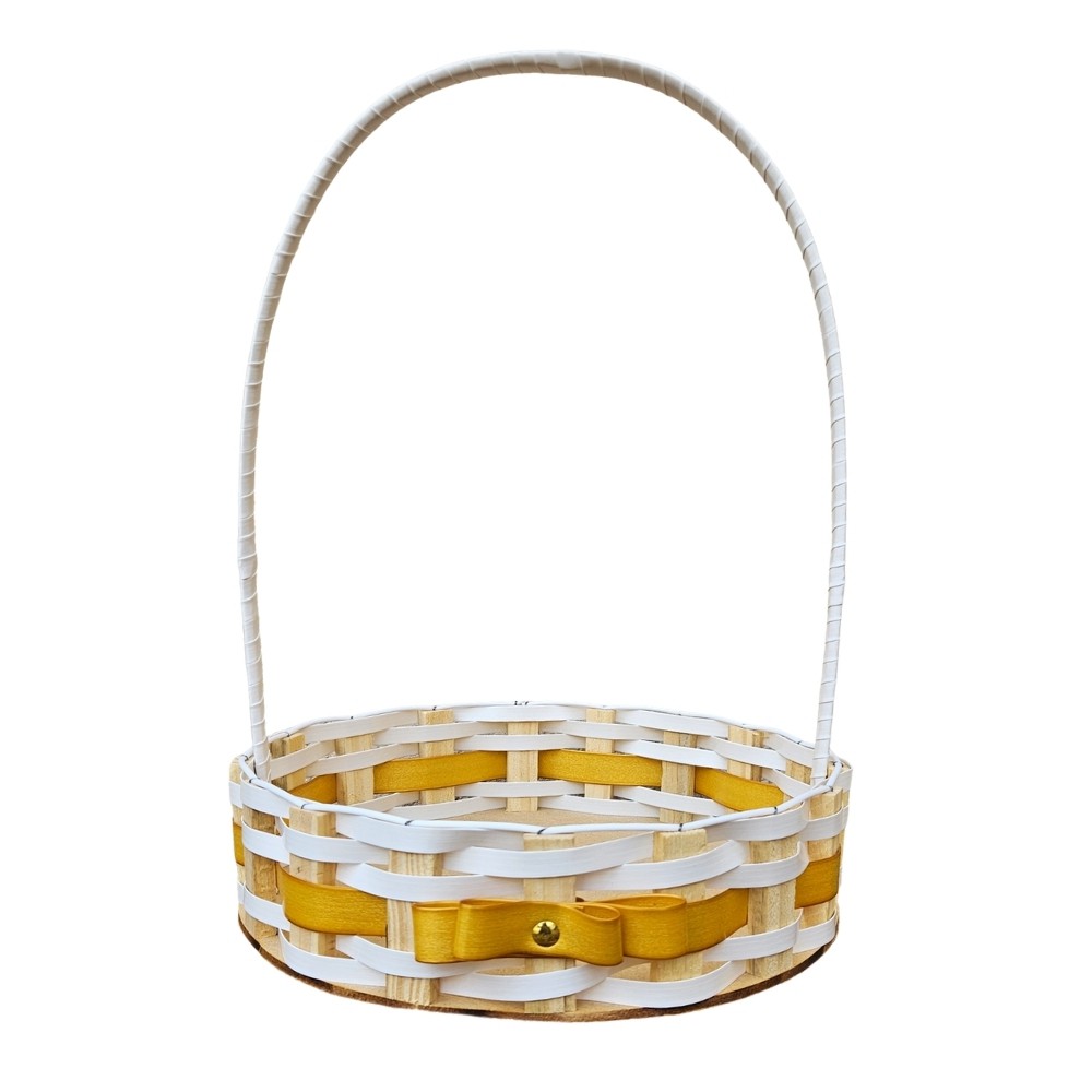 CESTA RD MD RATTAN LACO BRANCO/OURO