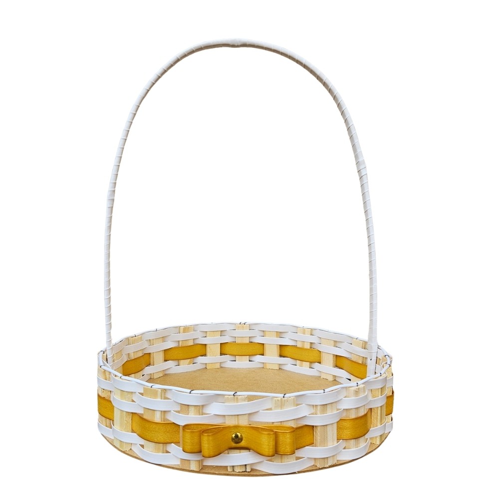 CESTA RD GR RATTAN LACO BRANCO/OURO