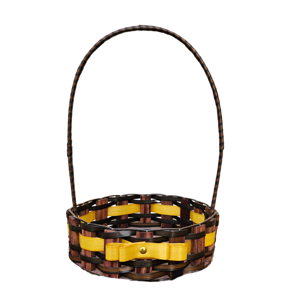 CESTA RD PQ RATTAN LACO ARGILA/OURO