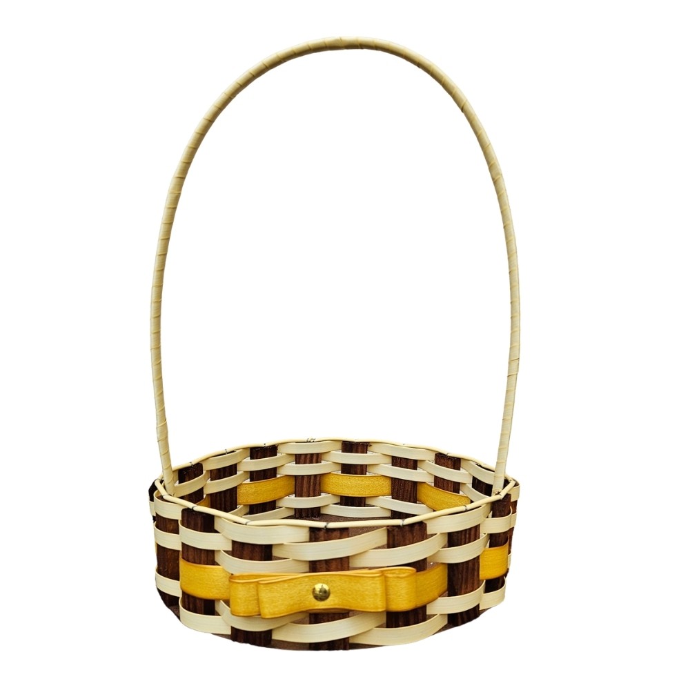 CESTA RD PQ RATTAN LACO MARFIM/OURO
