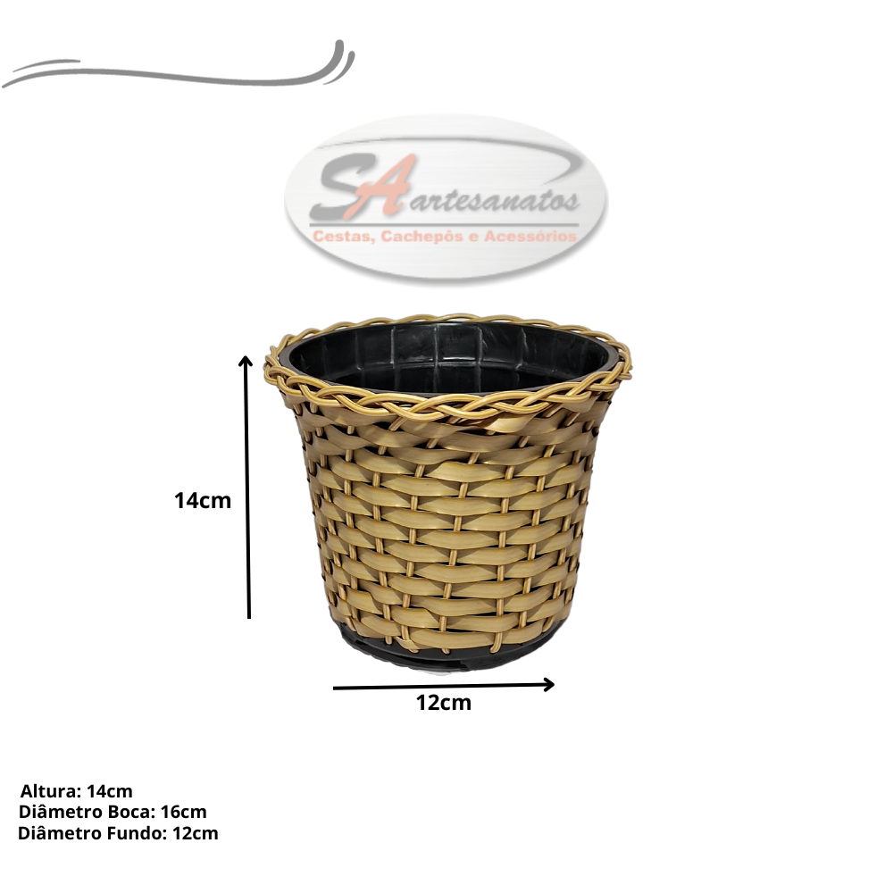 Vaso de planta tecido com fibra sintética.