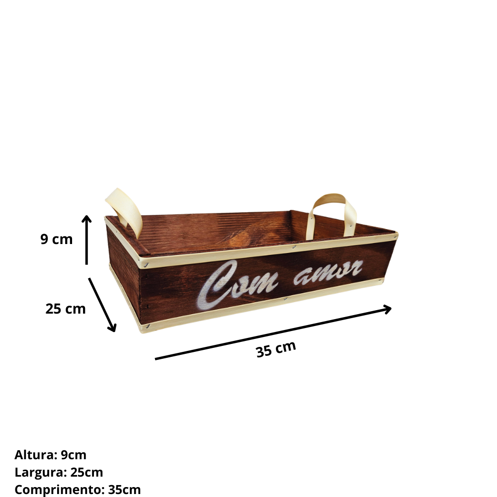 Bandeja feita de madeira de pinus e revestida com fibra sintética.