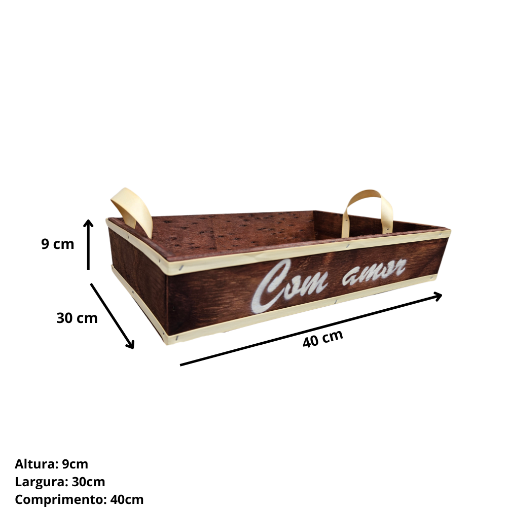 Bandeja feita de madeira de pinus e revestida com fibra sintética.