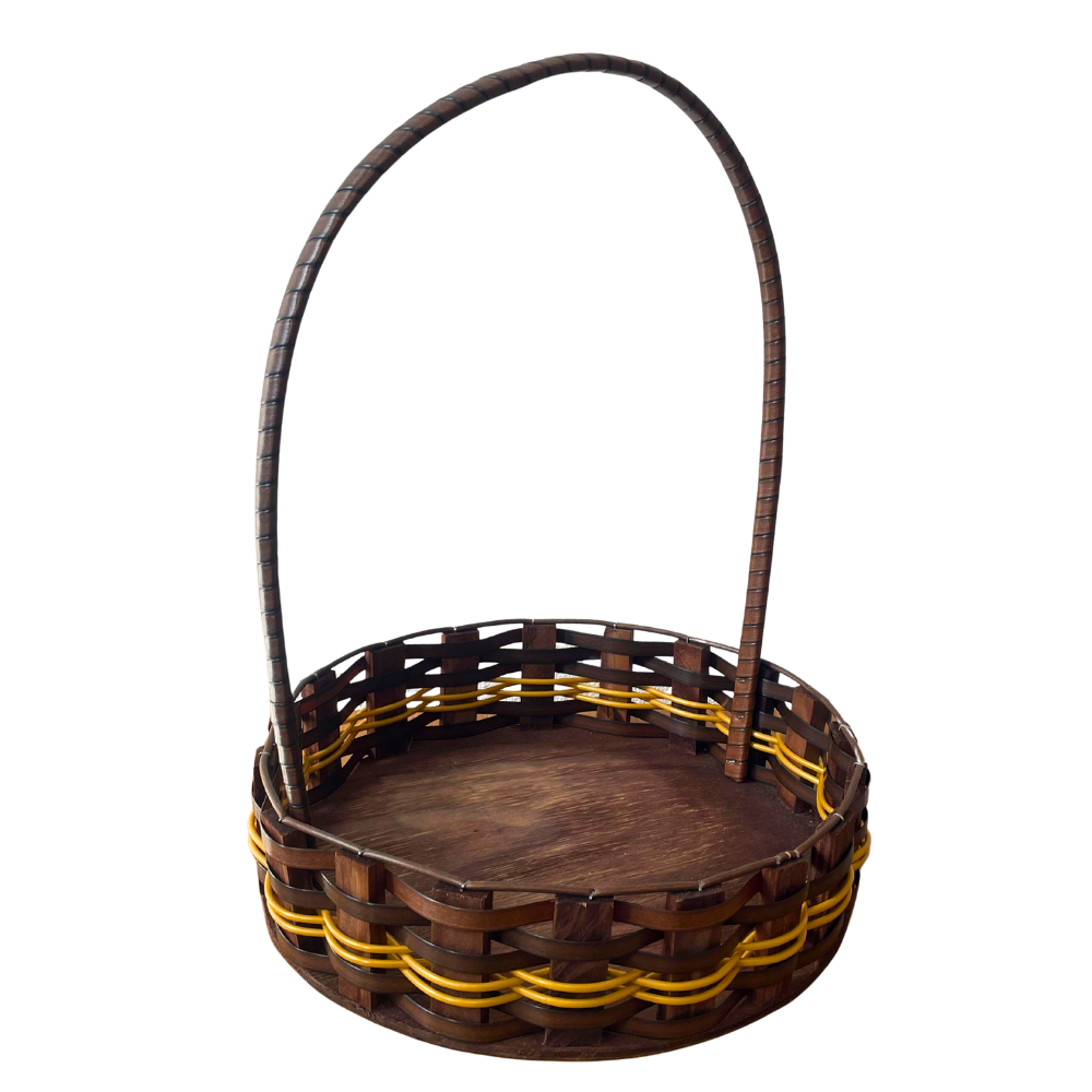 CESTA RD GR RATTAN ARGILA/OURO