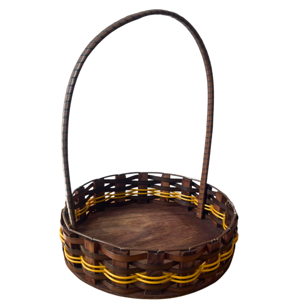CESTA RD GR RATTAN ARGILA/OURO
