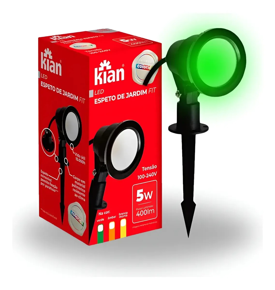 Espeto Kian Led Fit 5w-3000k Verde