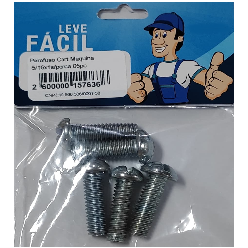 Parafuso Cart Maquina 1/4/x1s/porca 05pc
