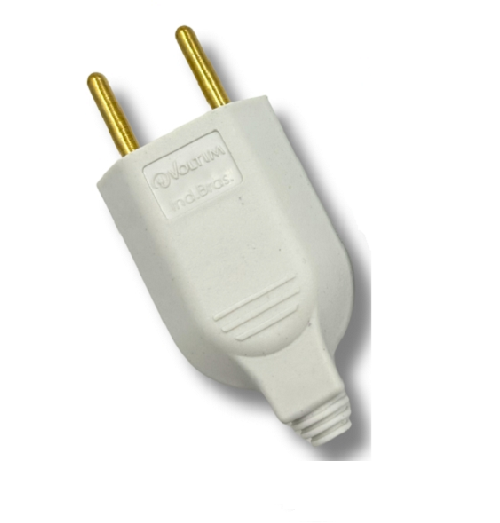 Plug Macho 180 2P 10A Branco Voltin