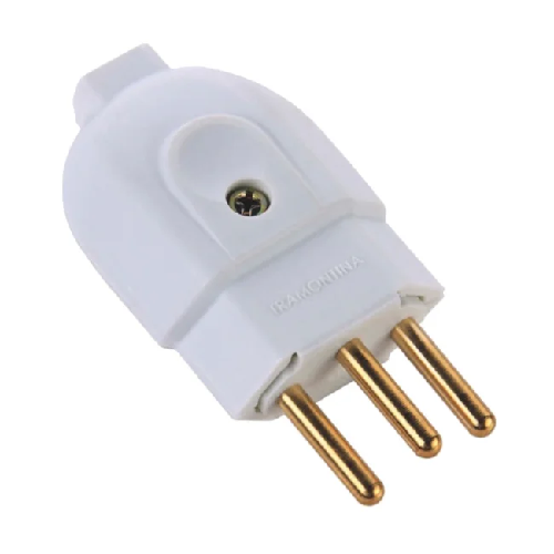 Plug Macho 2P+T 10A Branco Reto Tramont