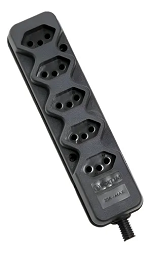 Tomada Barra 5 Tomadas P/ Extensão Elétrica 2p + T 10/20a Preto