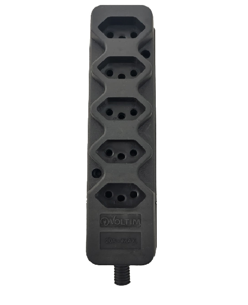 Tomada Barra 5 Tomadas P/ Extensão Elétrica 2p + T 10/20a Preto