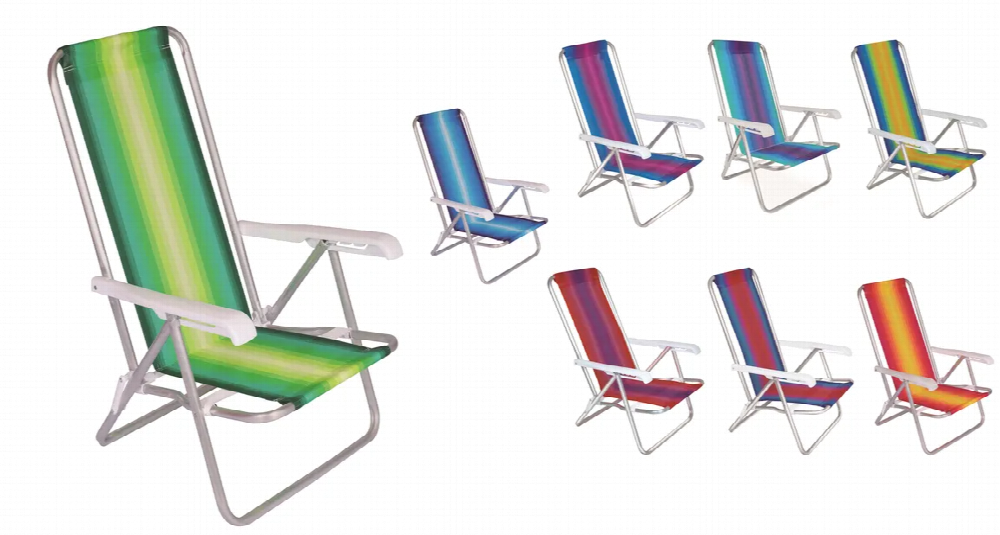 Cadeira De Praia Portátil Mor Alumínio Reclinável