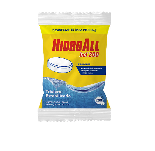 Pastilha De Cloro Hidroall Hcl Penta Para Piscinas 200g
