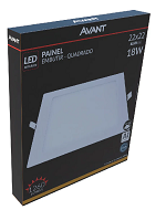 Painel  Led Emb 18W Quadrado 22X22 3000K Avant