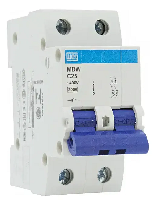 Disjuntor Din Bipolar 25 Amp MDWC