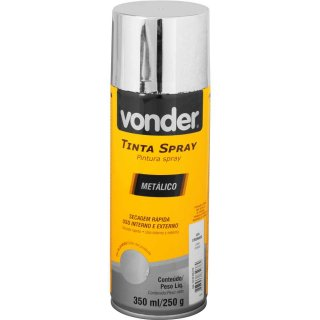 Tinta em spray metálico, cromado, 350 ml/250 g, VONDER