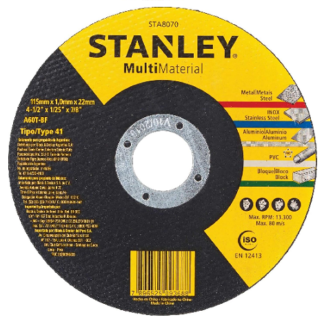 Disco Corte 4.1/2" X 7/8 Inox Stanley