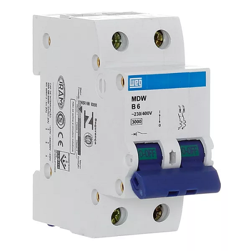 Disjuntor Din Bipolar  6 AMP 3KA  MDWC