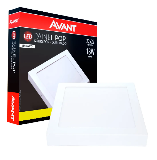 Painel Led Sob 18W Quadrado  22X22 3000K Avant