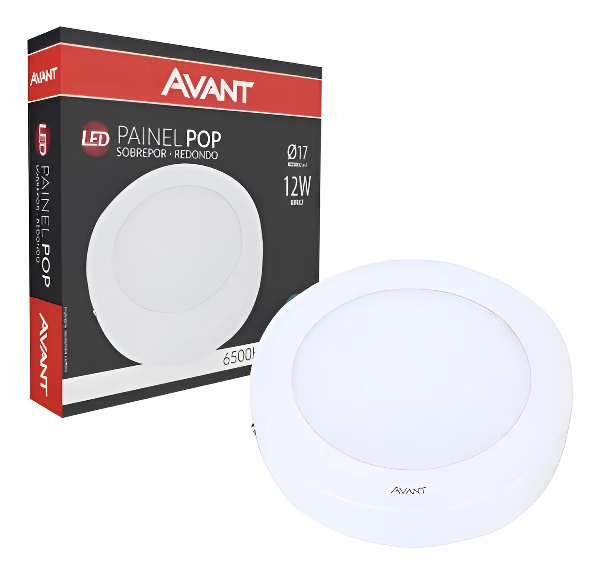 Painel Led Sob 12W Redondo  17X17 6500K Avant