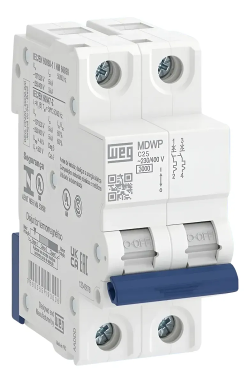 Disjuntor Din Bipolar 25 Amp MDWP