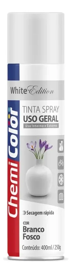 Tinta Spray Cor Branco Fosco Chemicolor 400ml