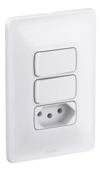 Conjunto Interruptor Simples Duplo C/ Tomada 10A Pial Zeffia