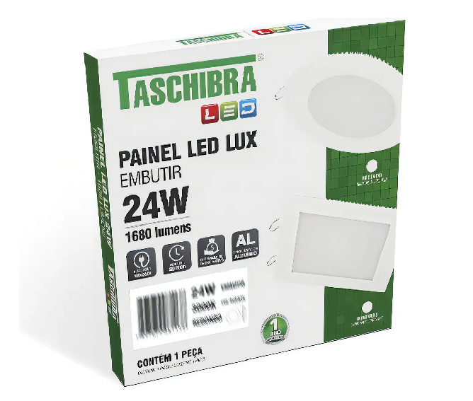 Painel Led Emb 24W Quadrado 6500K Taschibra