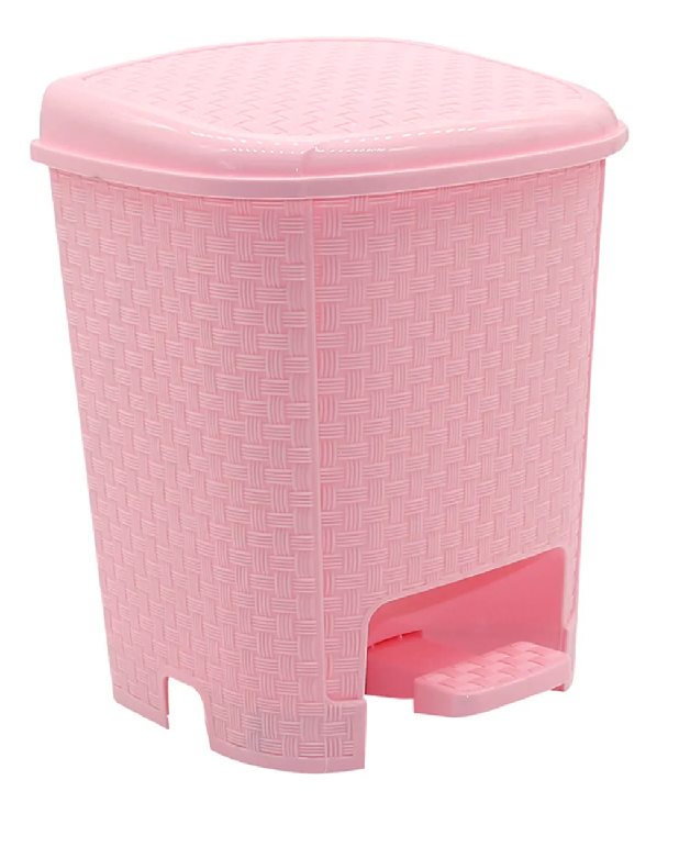 Lixeira Rattan Rosa Baby 6Lts