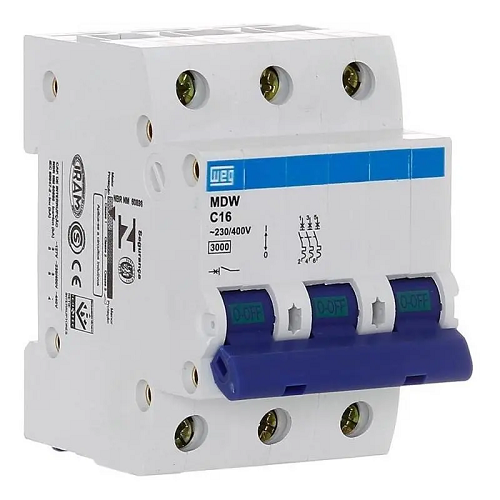 Disjuntor Din Tripolar 16 Amp MDWC