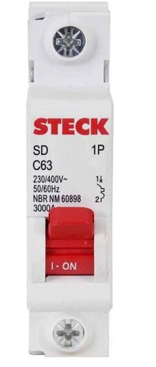 Disjuntor Din Unipolar 63 AMP Steck