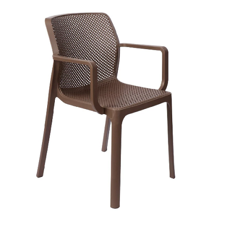 Cadeira Prolipopileno C/Braço Marrom
