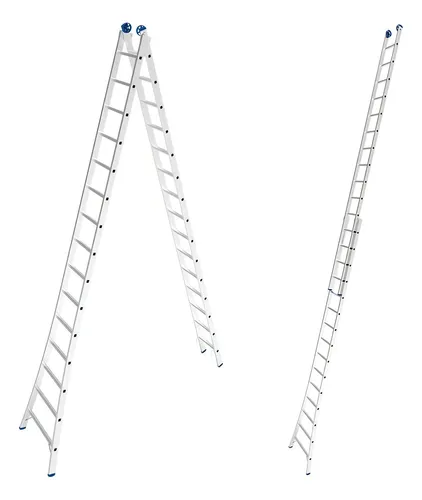 Escada De Alumínio Mor Extensível, 2 X 15 Degraus Cor Cinza