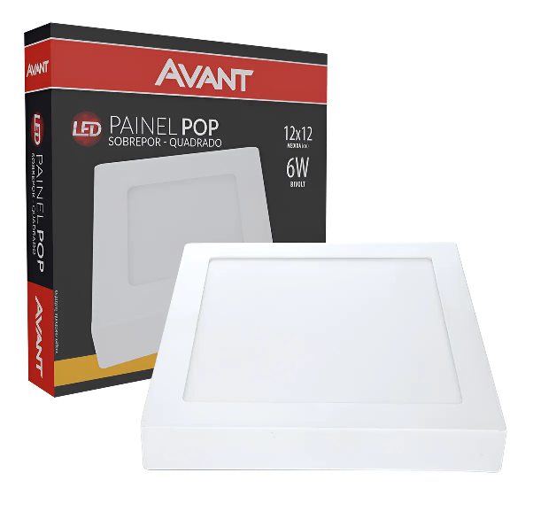 Painel Led Sob  6W Quadrado 12X12 3000K Avant