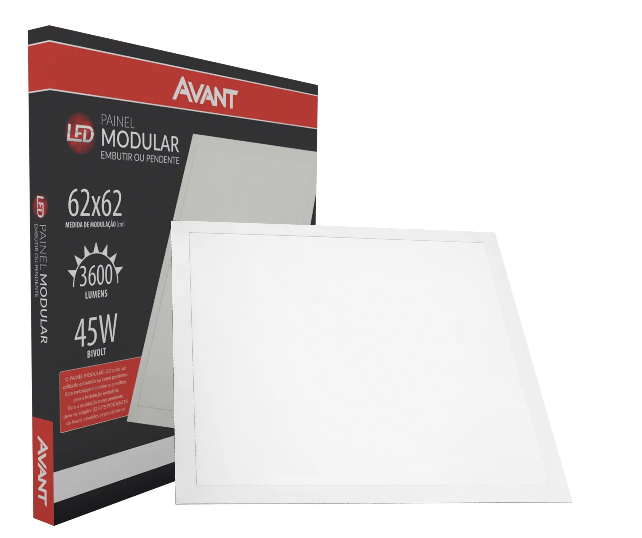 Painel Led Emb 45W Quadrado  62X62 6500K Avant