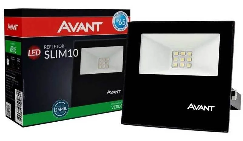 Refletor Led Slim 10w Verde Avant