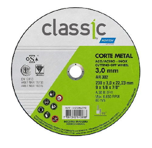 Disco Corte 9X1/8  Inox Clas.Norton