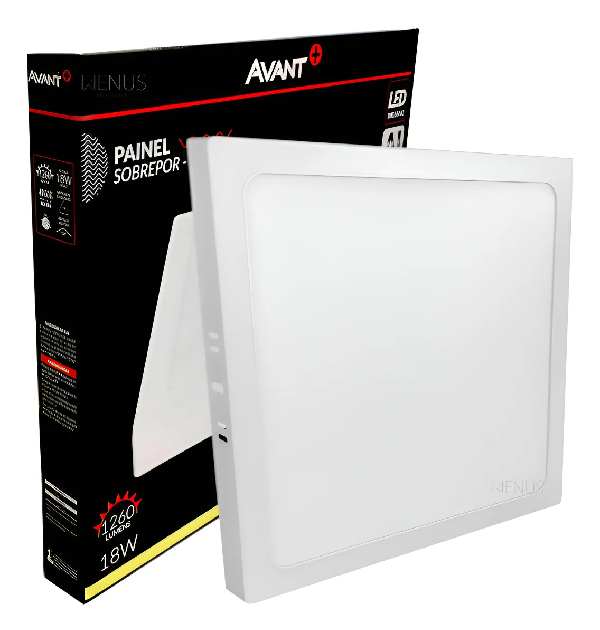 Painel  Led Sob 18W Quadrado 22X22 4000K Avant