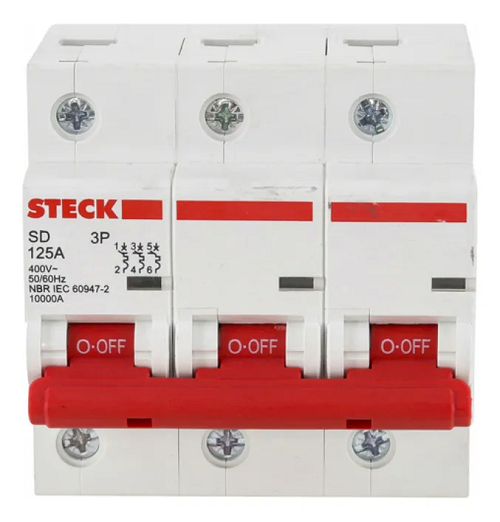 Disjuntor Din Tripolar 125 Amp 10KA Steck