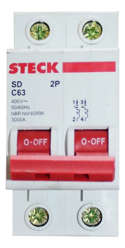 Disjuntor Din Bipolar 63 Amp Steck Pad