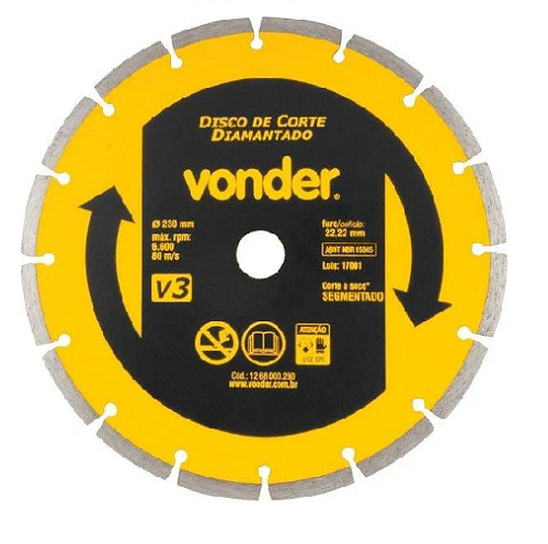 Disco Diamantado 230MM V3 Segmentado Vonder