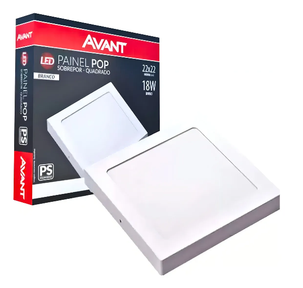 Painel Led Sob 18W Quadrado  22X22 6500K Avant