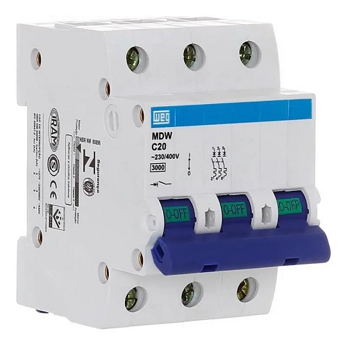 Disjuntor Din Tripolar 20 Amp MDWC