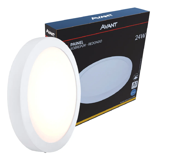Painel Sobrepor Redondo 24w 30X30 3000K Avant