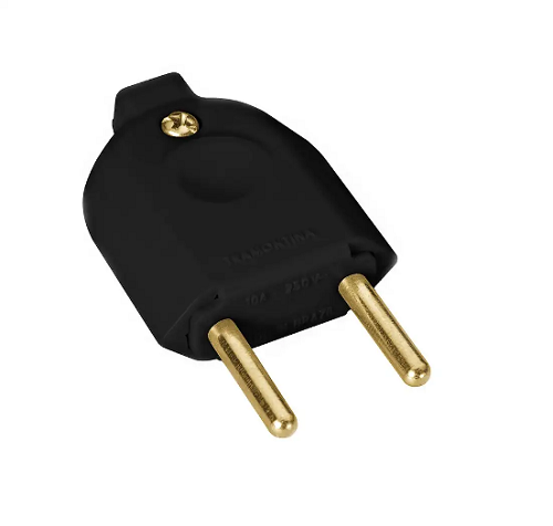 Plug Macho 2P 10A Preto MEC/MG/Tramontin